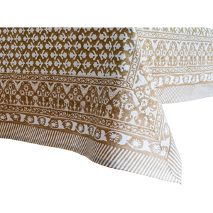 Caramel Block Print Tablecloth