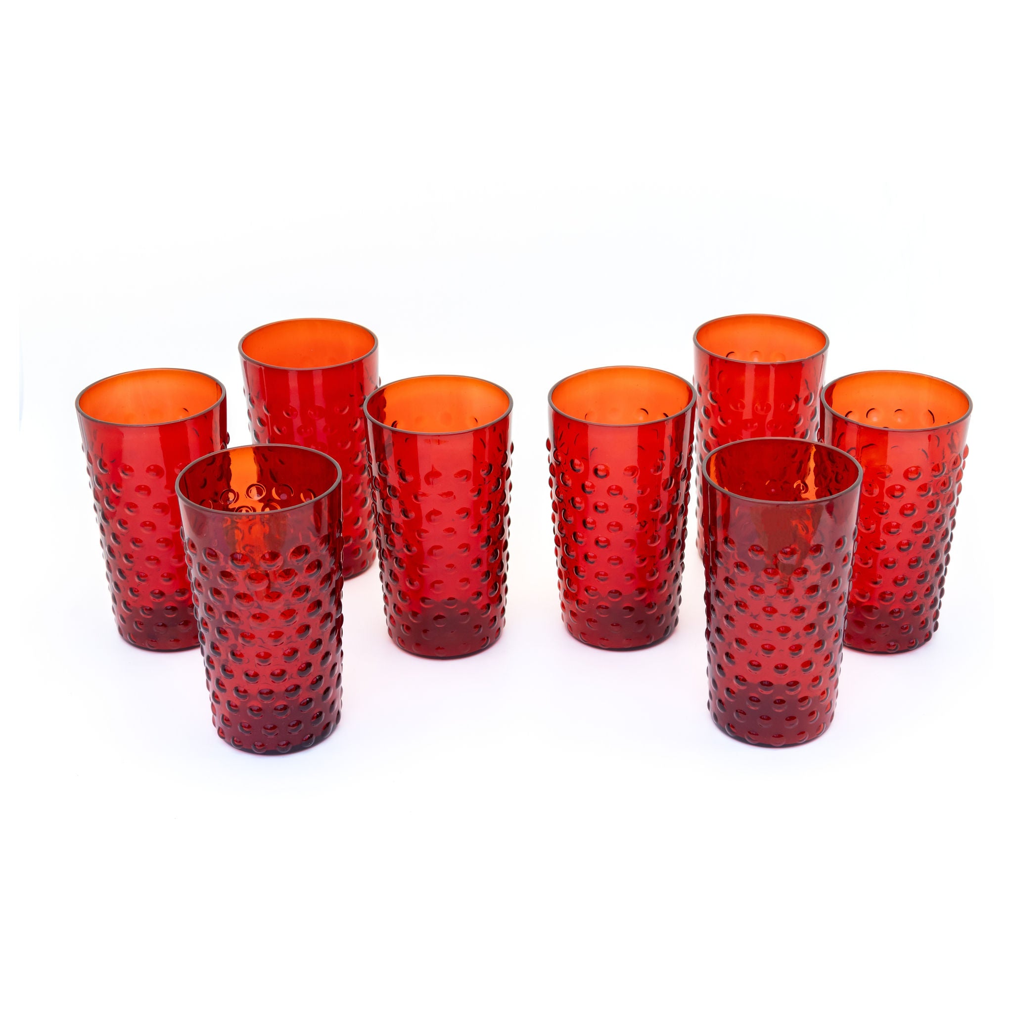 Set of 8 vintage red hobnail glasses, image size:2048x2048
