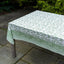 Green Flowers Block Print Tablecloth